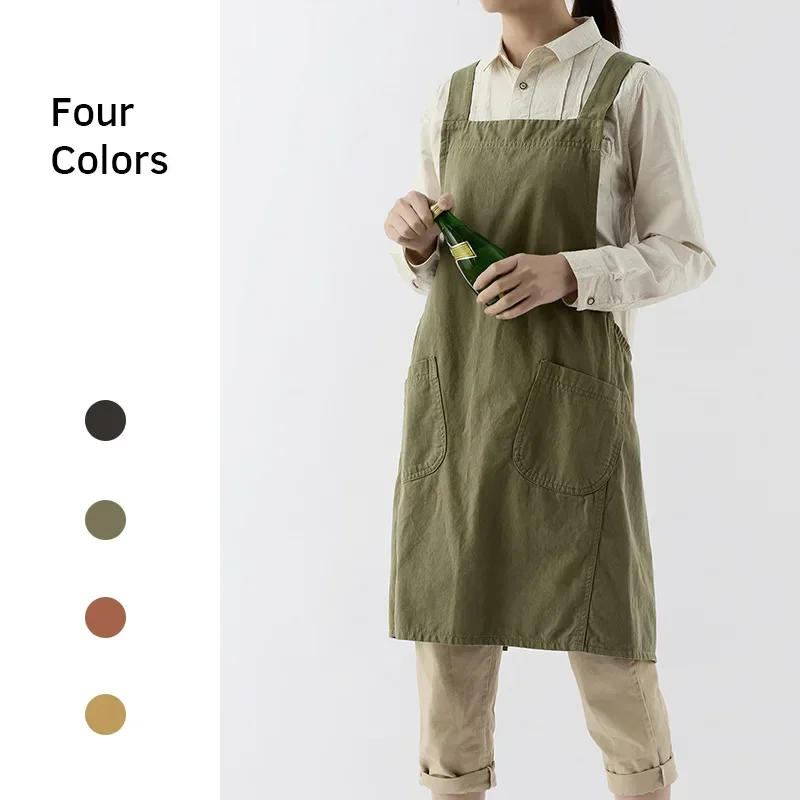Korean Version Japanese Style Apron Simple Lady Daily Wear Apron Waterproof Bib Lady Kitchen Coffee Shop Salon Beauty Apron