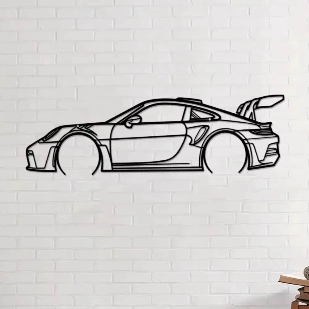 Metall-Sportwagen Wandkunst-Dekoration, Aluminium-Quadrat-Skulptur für Outdoor-Themenpartys, Geschenk für Auto-Enthusiasten
