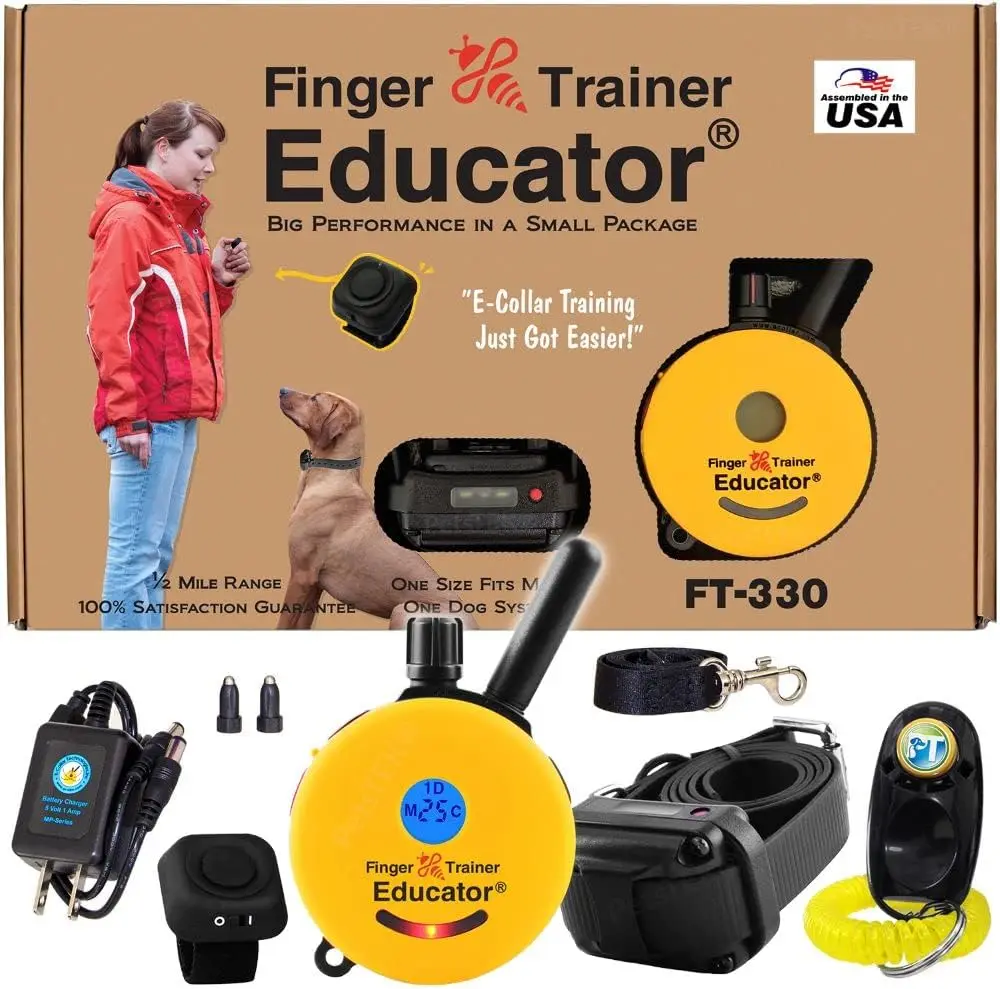 Waterproof Remote Finger Trainer Micro Educator 1/2 Mile Range - Static, Vibration and Sound Stimulation Col