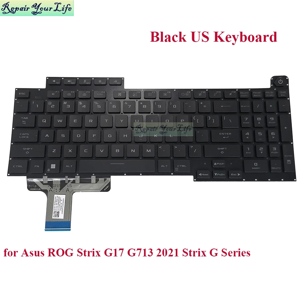 

US RGB Backlit Keyboard for Asus ROG Stirx G17 G713 G713QR G713RX G713RS G713RC 2021 Strix G Series 0KNR0-691DUS00 V202926FS1