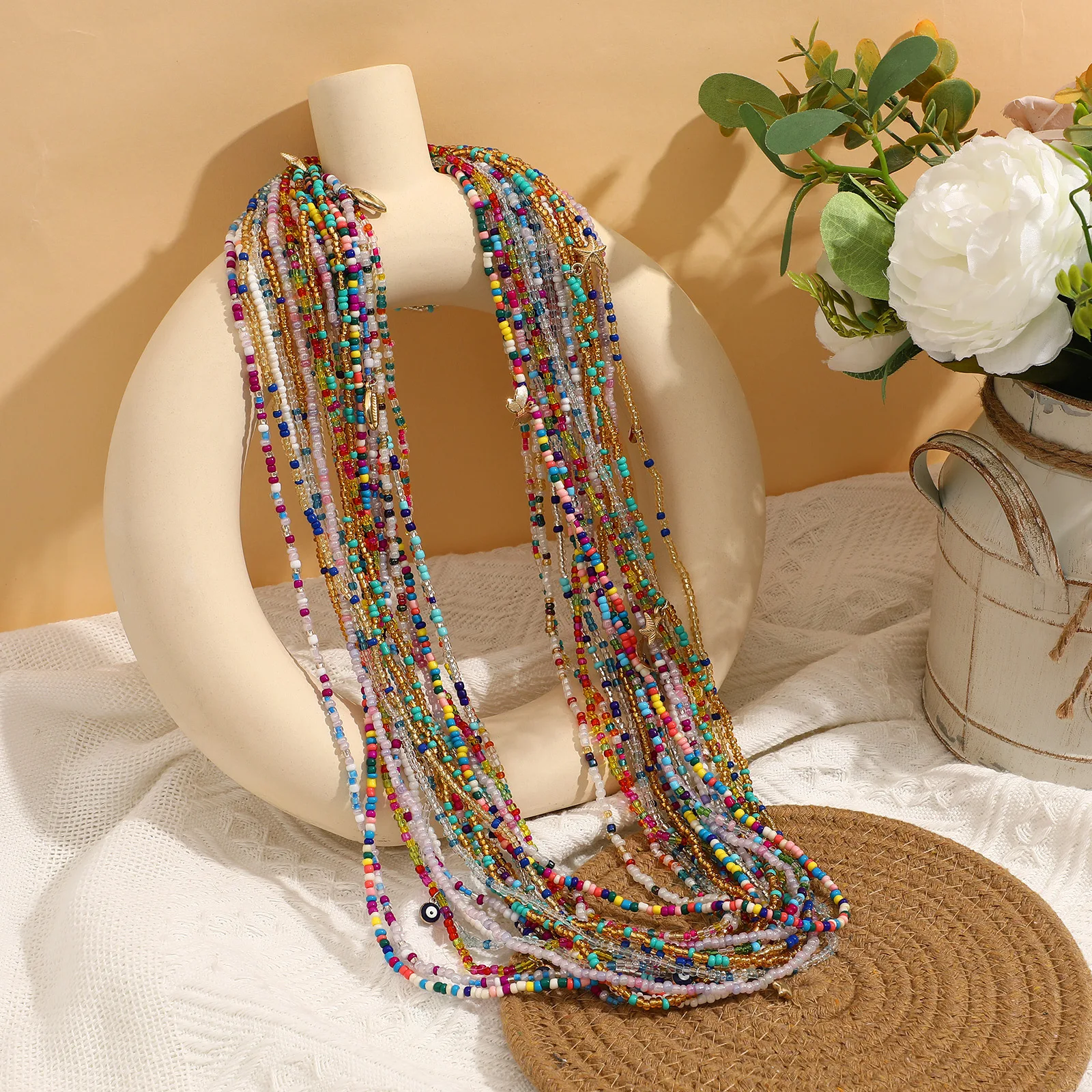 

20Pcs Waist Bead Chains Beaded Belly Chains Waist Jewelry Lightweight Body Chain Women Beach Party Accessories