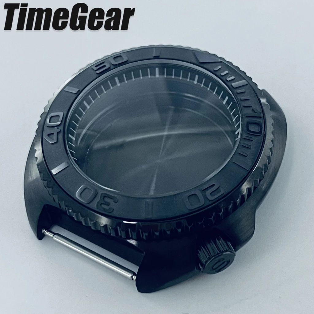 44MM Black Ring Turtle Black Mod Sloping Bezel Turtle Abalone Captain Watch Case For NH34 NH35 NH36 Movement