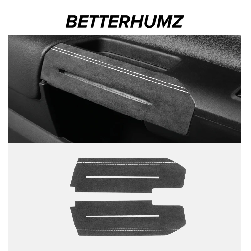 Made of Alcantara For Ford Mustang 2015-2023 Car Interior Door Pull Handle Trim Strips Stickers 2pcs Auto Tuning Accessories