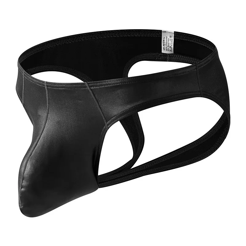 

Мужские эротические трусы-джокстрап из искусственной кожи с U-образным выпуклым карманом, сексуальный дизайн с вырезами, приталенные, соблазнительные