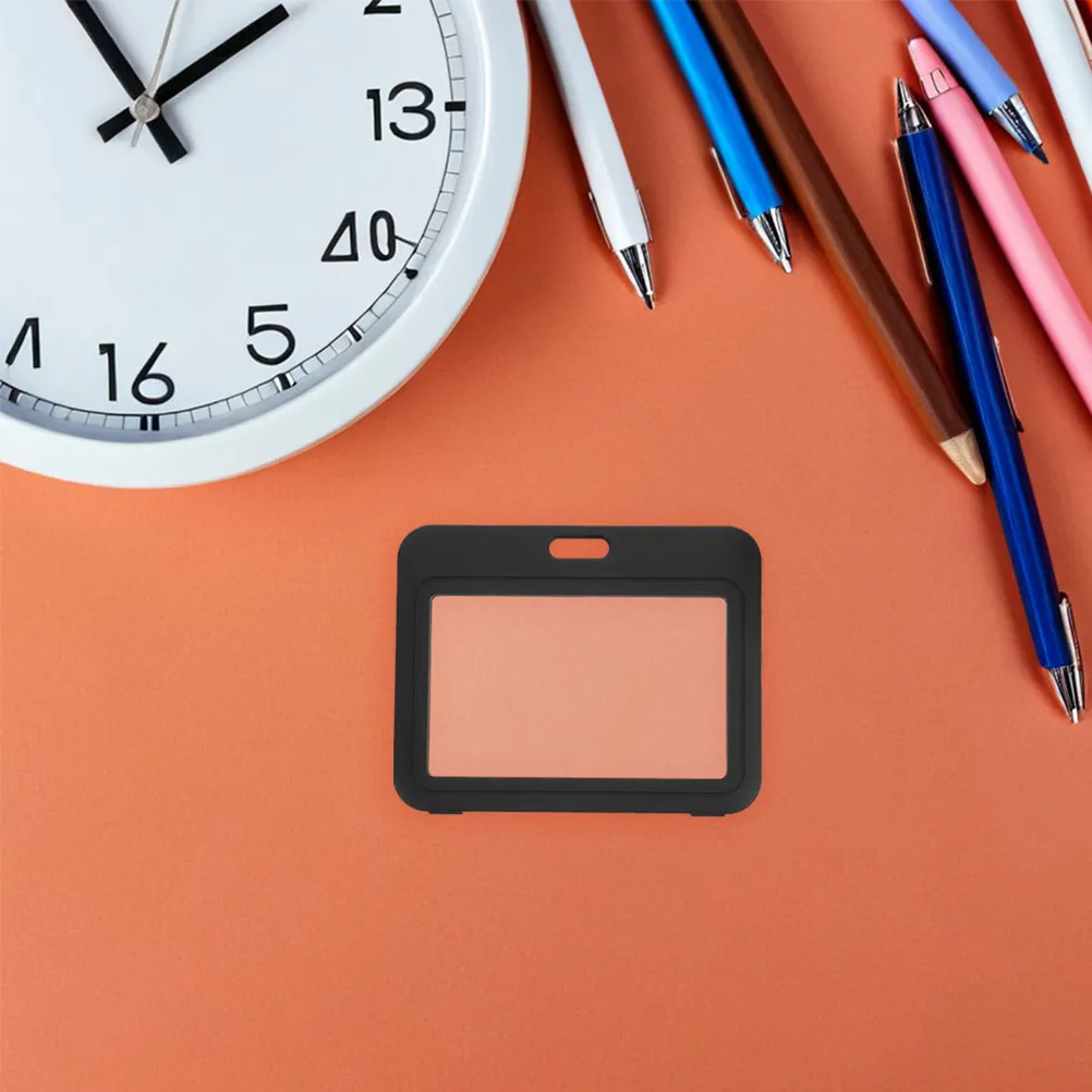 

5 шт. прозрачных держателей для бейджей, черные чехлы для ID-карт, двусторонние защитные чехлы для удостоверений сотрудников