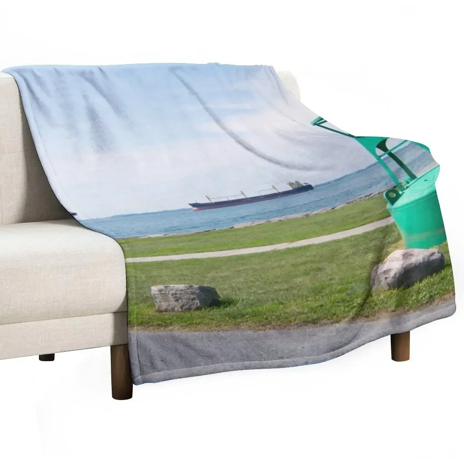 Ship Watching at East End Park Throw Blanket Retros Thin Beach bed plaid Bed linens valentine gift ideas Blankets