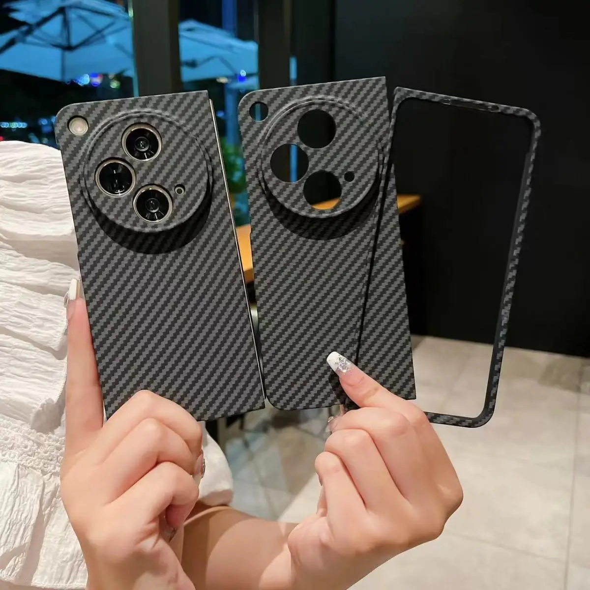 Funda rígida de fibra de carbono para OnePlus Open, funda protectora trasera delgada para One Plus Open, carcasa completa para teléfono
