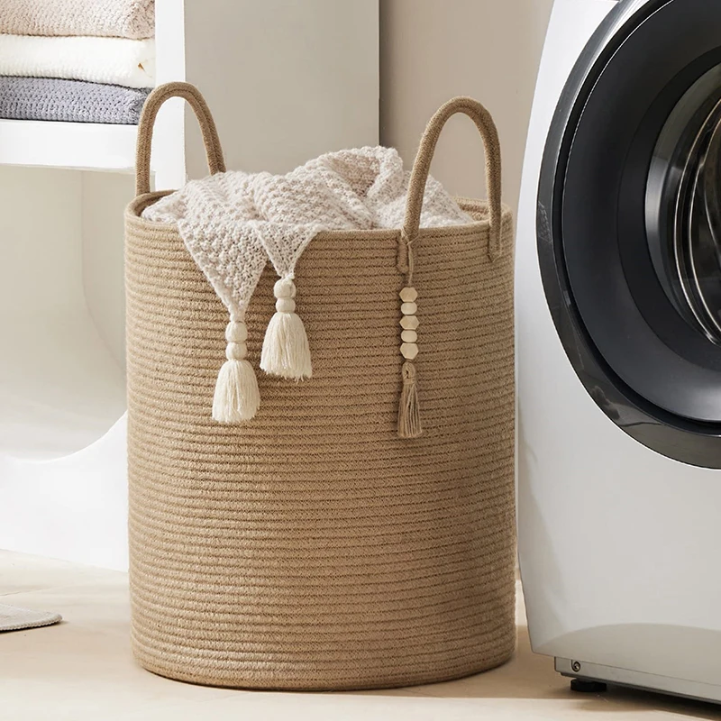 1Pc Cotton Rope Woven Storage Basket Household Simple Storage Basket Baby Toys Clothes Sundry Storage Supplies