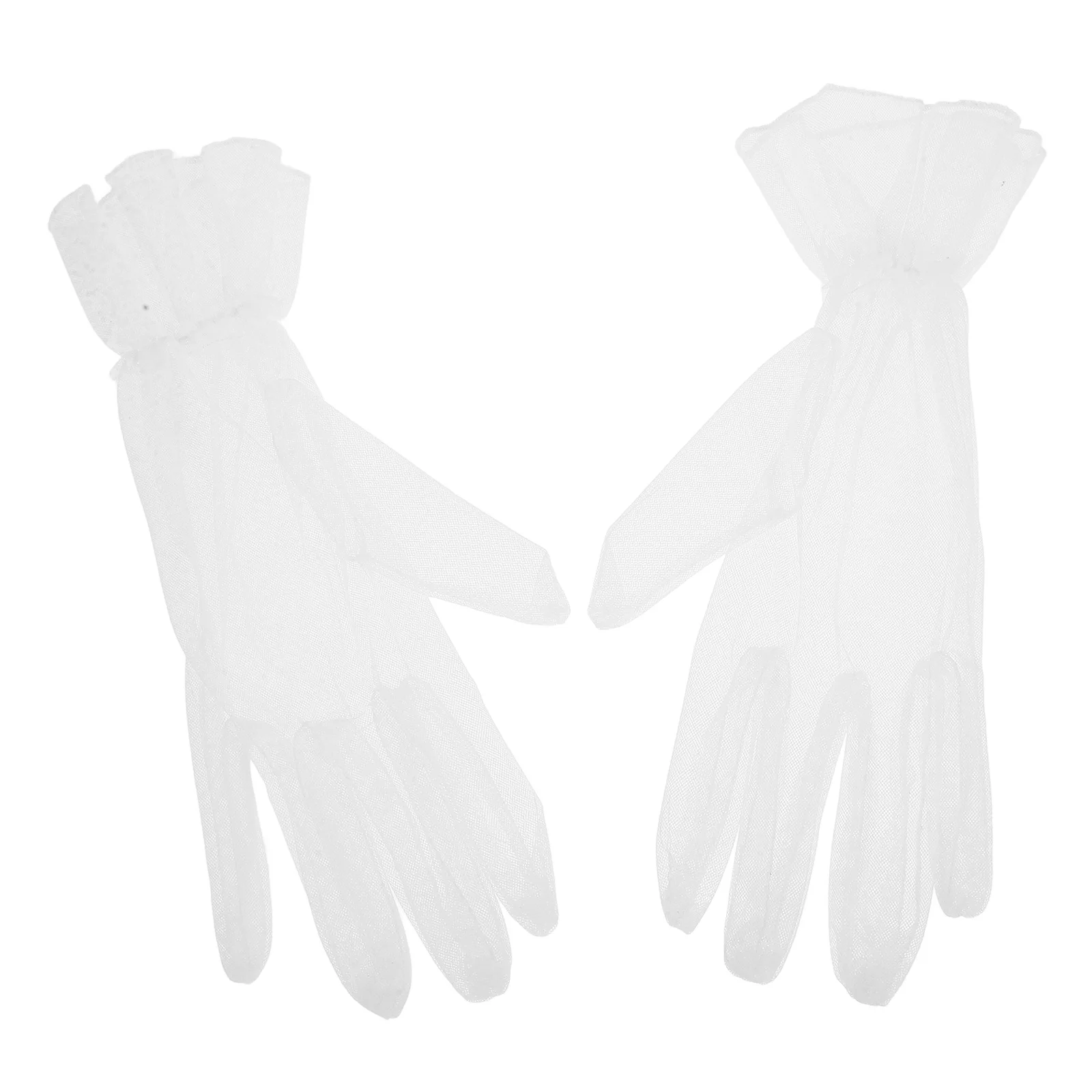1 par de guantes cortos blancos de tul para boda, accesorios nupciales, guantes de vestir para mujer, guantes formales de gasa para fiesta de ópera