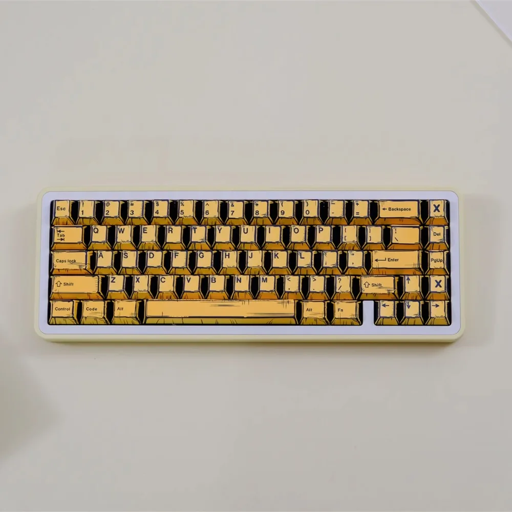 Manga Yellow Theme Keycap Set 145key PBT Custom Anime Keyboard Cap Cherry Profile Gaming KeyCap for Mechanical Keyboard Gift