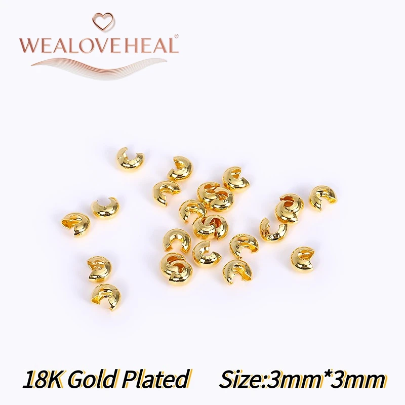 50/100 Stück 18K vergoldete Messing-C-Form-Klemmverschlüsse 3/4/5mm Halbmond-Klemmperlen Stopper DIY Schmuckherstellung Zubehör – Detail 22