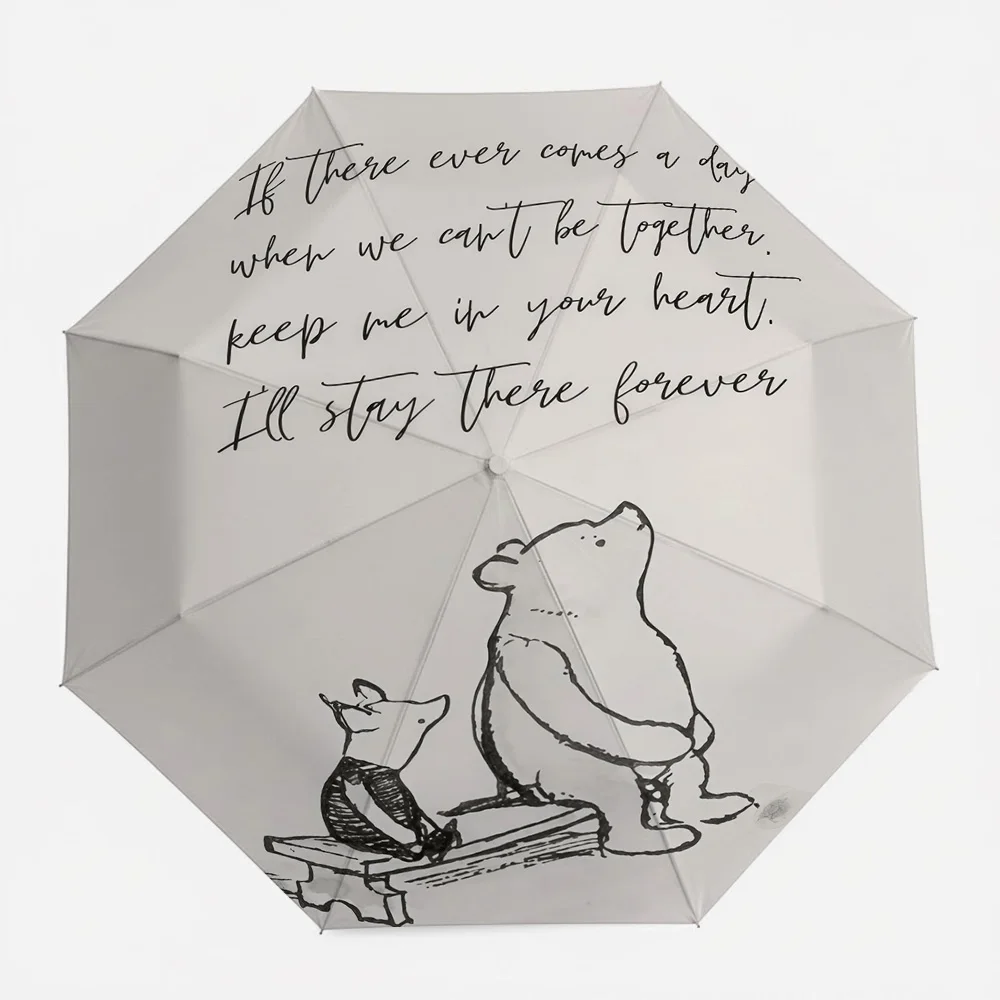 

Автоматический складной зонт с принтом цитаты из мультфильма Дисней «Винни-Пух» «Если когда-нибудь наступит такой день», ветрозащитный, водонепроницаемый, дорожный зонт.