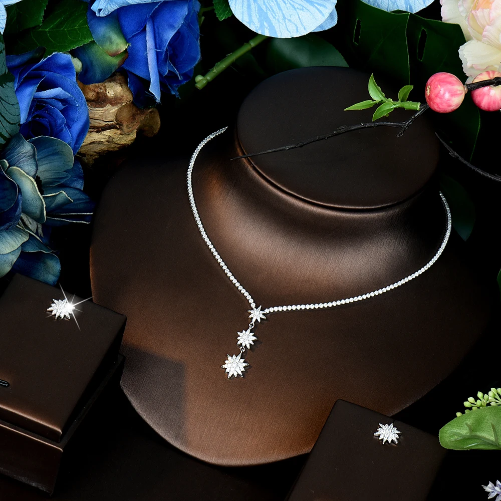 Fashion Sparkling Star Set Necklace and Earrings Everyday Jewelry Women's Wedding Travel Activity Travel Cute Gift S-1263