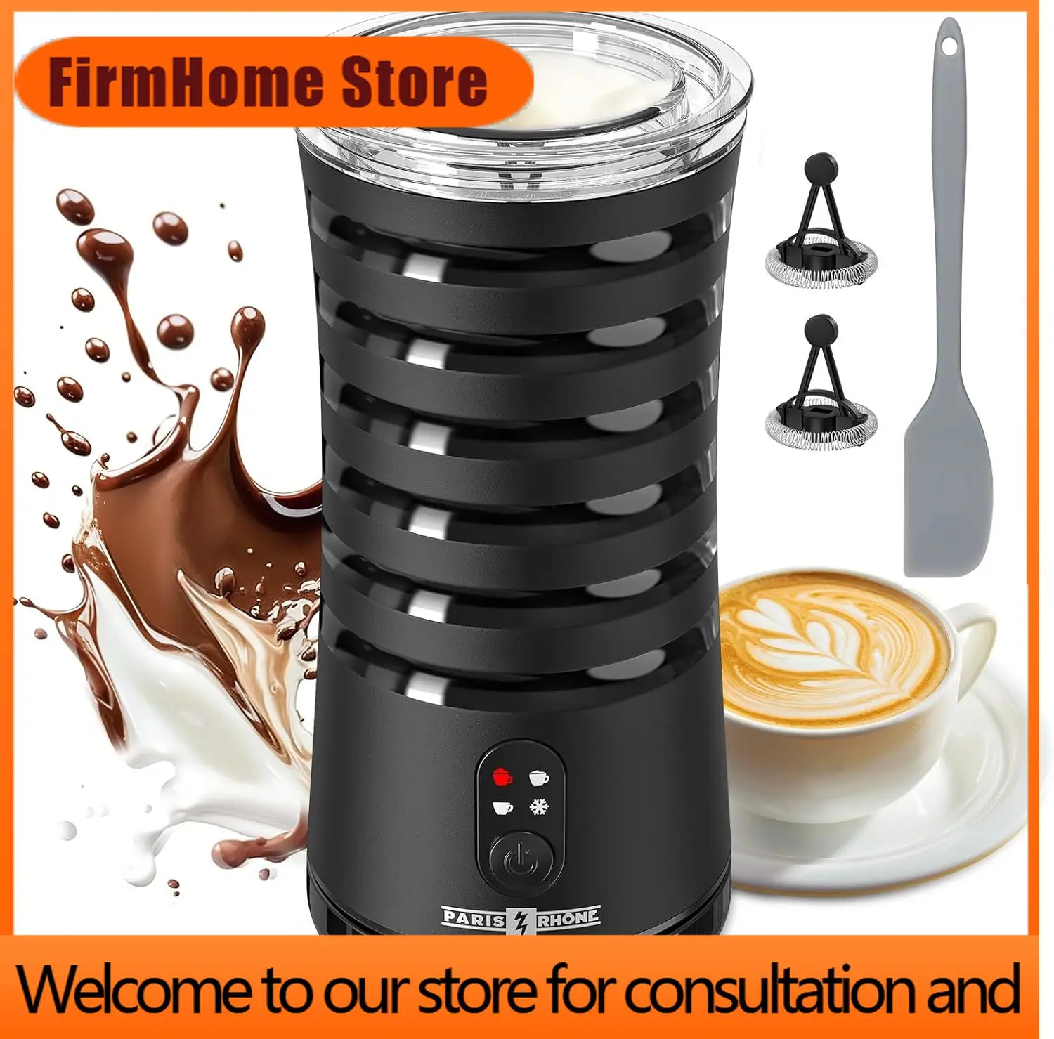 FirmHome Store4-in-1 Milk Frother With Temperature Control, Auto Shut-Off For Coffee, Latte, Cappuccino, Macchiato
