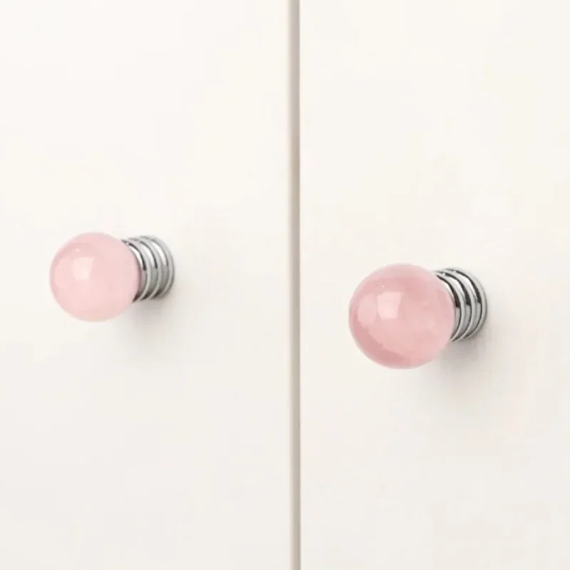 Natural Crystal Door Knobs and Handles + Bright Chrome Brass Furniture Handles for Kitchen Cupboard Shoe Drawer Pulls Home Decor