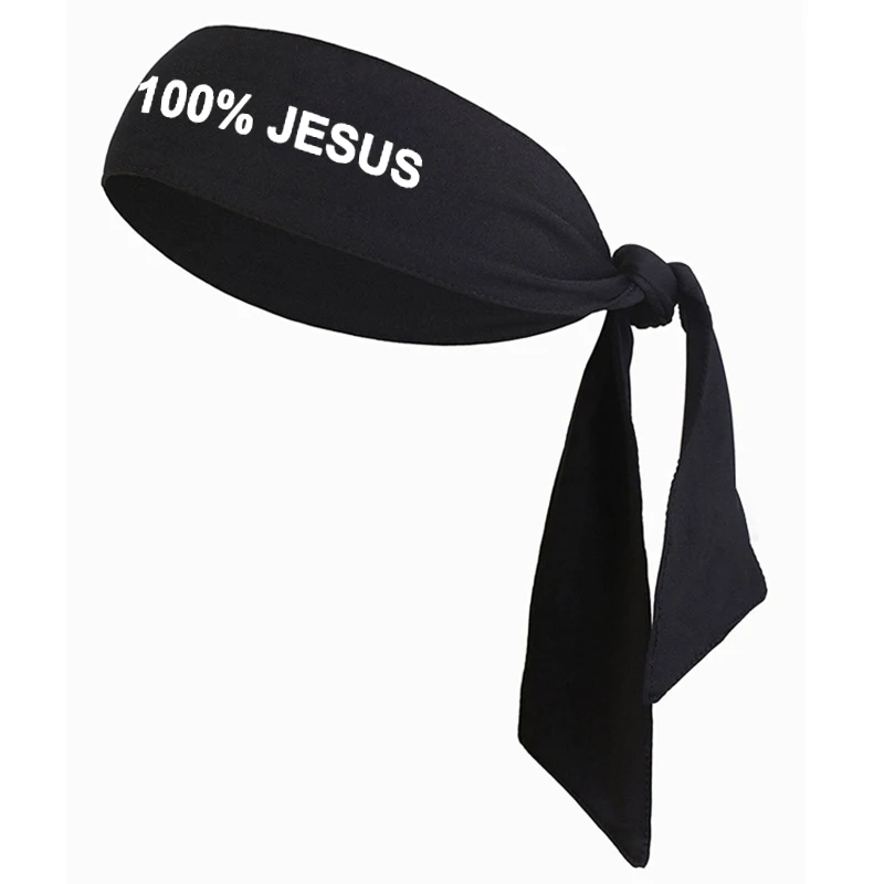 100 jesus sports head tie headband Soccer Football White Black Athletics Fitness Sweatband Bandana Stretch Sweatband Headwrap %