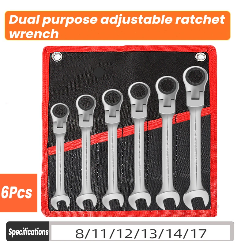 Flexible Head Ratchet Wrench 48-90 Tooth Handle Hand Ratchet Socket Spanner Nut Repair Tool for Automotive and Bolt Fixing