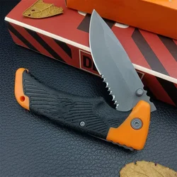 High Quality GB Serrated Blade Folding Knife 8Cr13Mov Steel Rubber Handle Outdoor Military Hunting Knives Camping Survival Tool