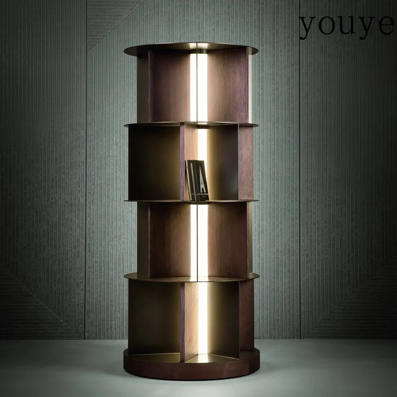 Light luxury stainless steel plate bookcase Multi-layer Italian minimalist storage bookshelf Customized simple display shelf