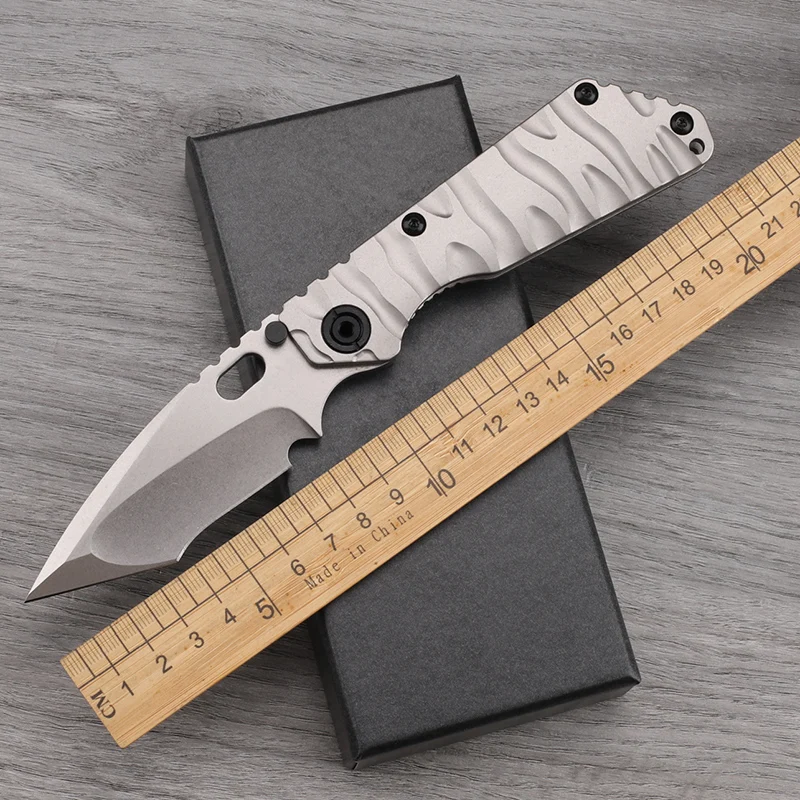 D2 Steel Plate Titanium Alloy Handle Folding Knife Outdoor Camping Survival Multi functional Portable Tool