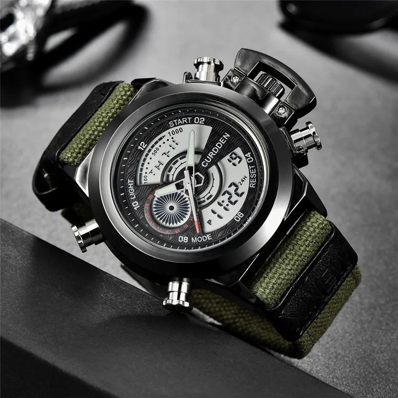 Original Brand Chronograph Designer Watches For Men Fashion Nylon Band Dual Time Multi-function Sports Quartz Digital Watch 2024