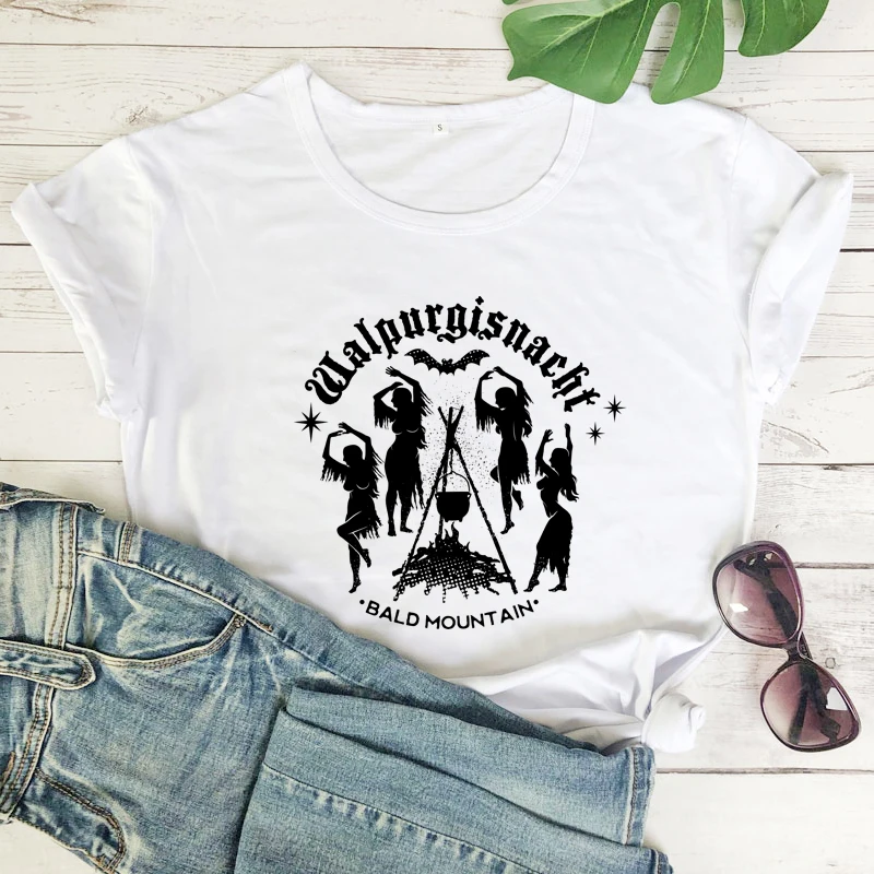 Walpurgisnacht bald mountain tshirt vintage women dancing witches tee top