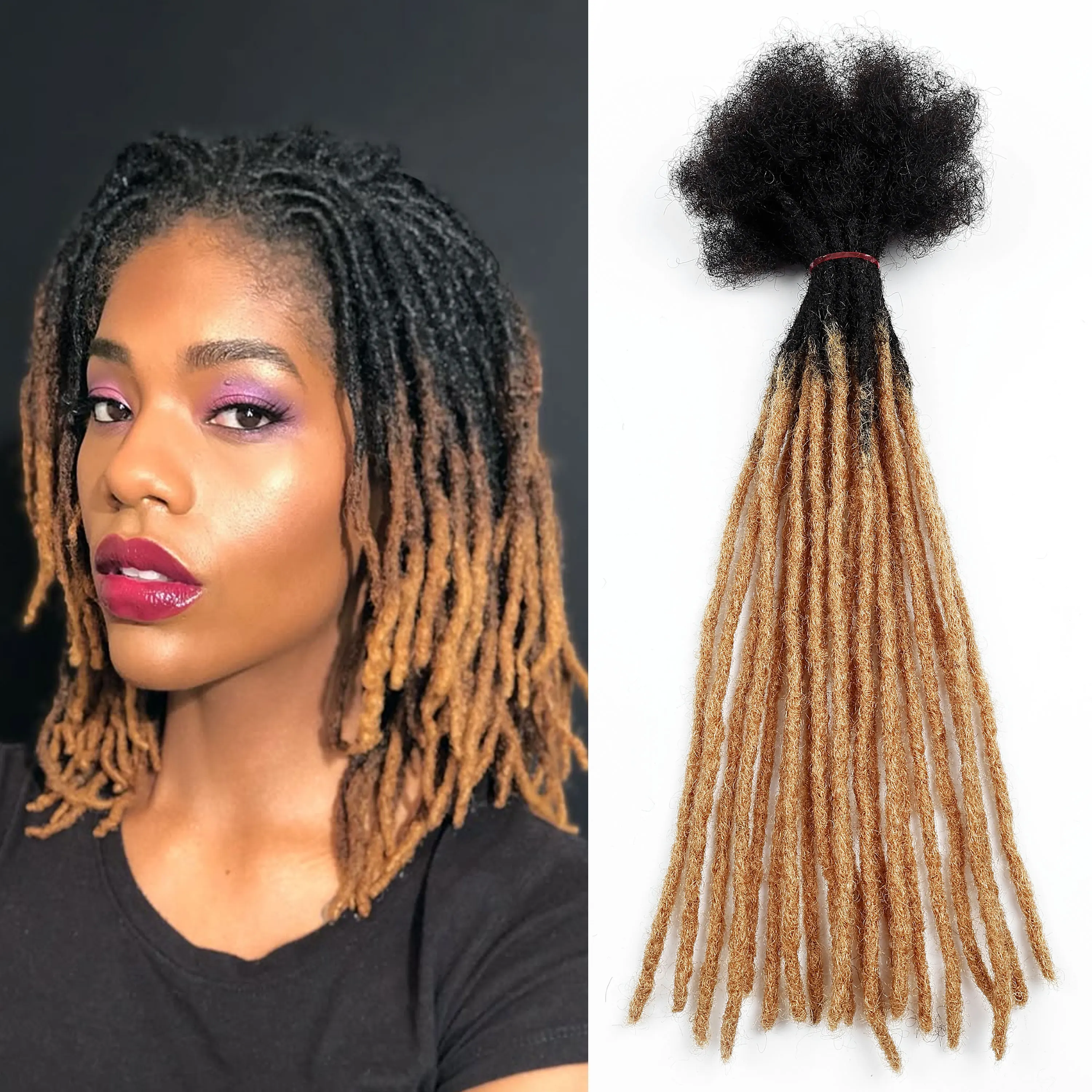Hot Sale 20pcs/pack 0.6cm Thickness Locks Cheveux Naturel Dreads Hair #1b/27 Dreadlocks Loc Extensions Human Hair Dreads Locks