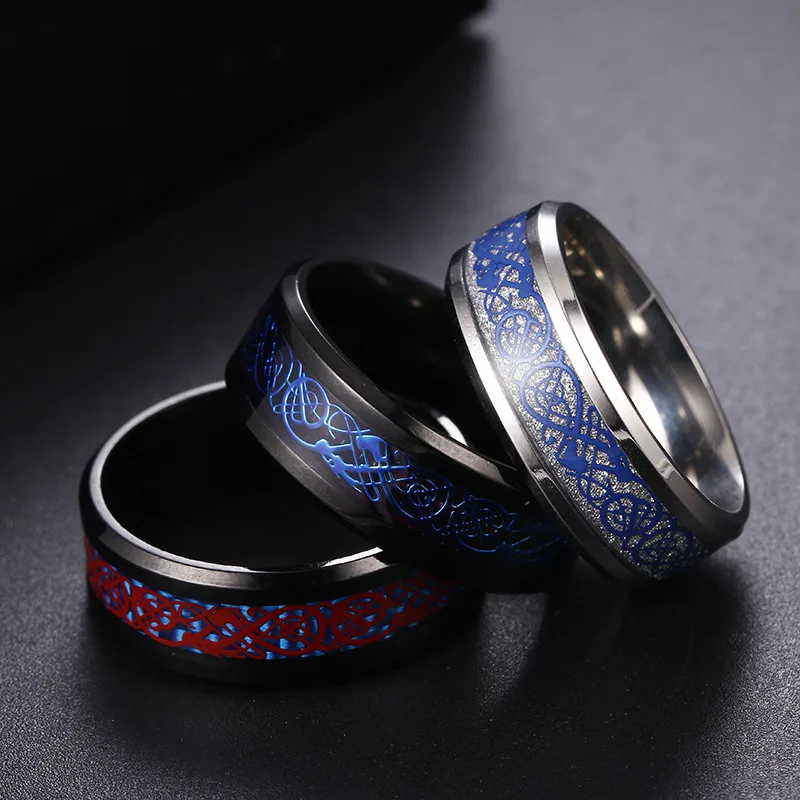 Punk Stainless Steel Lue Tungsten Ring Men Animal Dragon Metal Rock Wedding Band Knuckle Ring Accessories Free Shipping Products