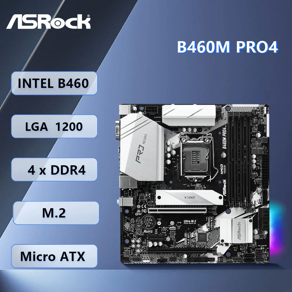 ASROCK B460M PRO4 Motherboard B460 Motherboard LGA 1200 DDR4 128GB M.2 support 10400F 10900K 10100 10700 10105 cpu Micro ATX