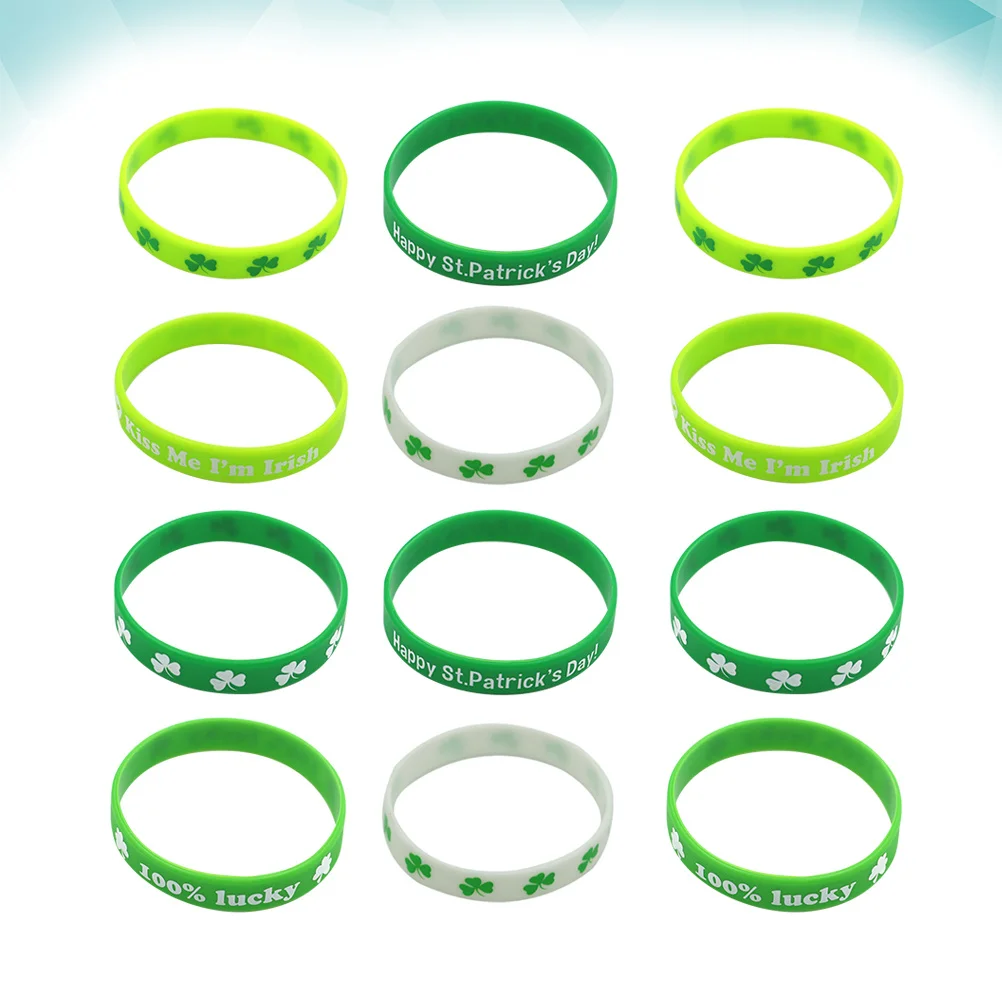 

36Pcs St Patricks Day Wristbands Green Bracelet Durable Long Lasting Party Decoration Festival Presents Supplies