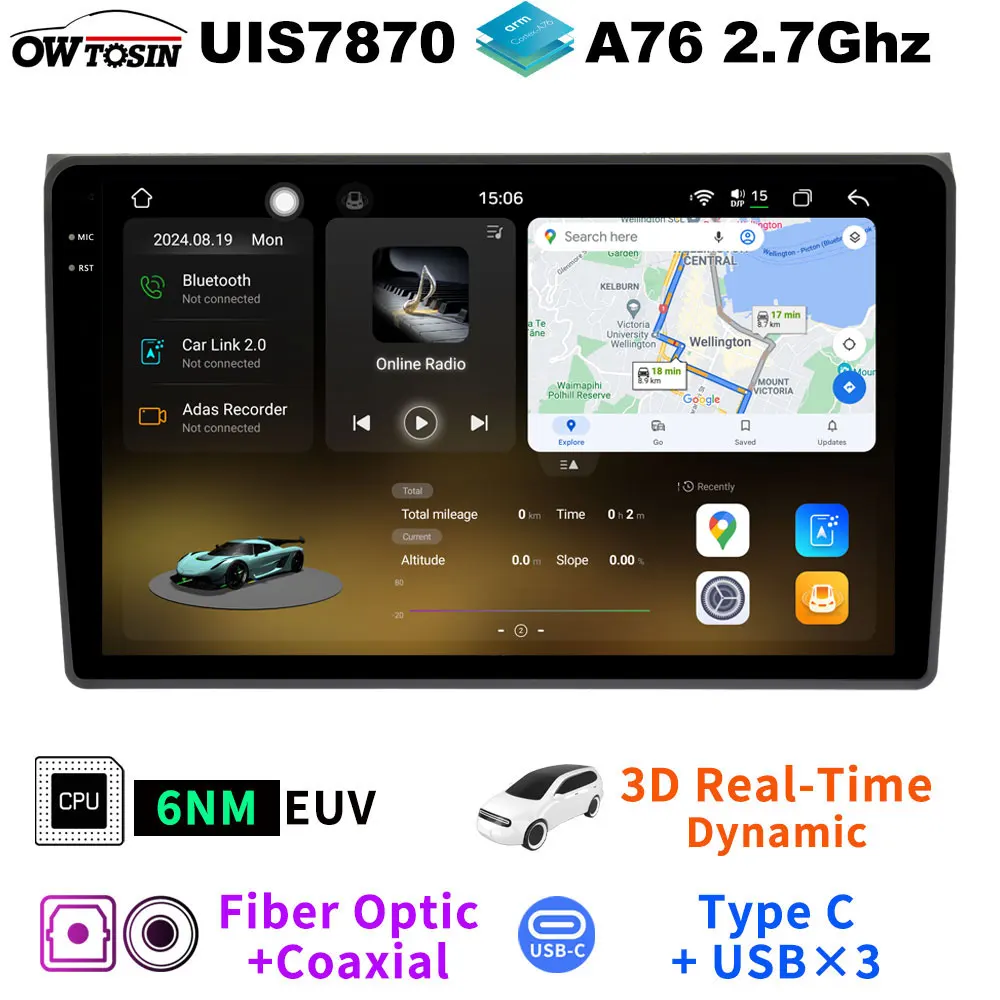 UIS7870 12G+256G QLED 2K Screen Android 13 Car Autoradio Radio GPS Navigation For Audi A4 B6 B7 SEAT Exeo S4 Stereo Auto CarPlay