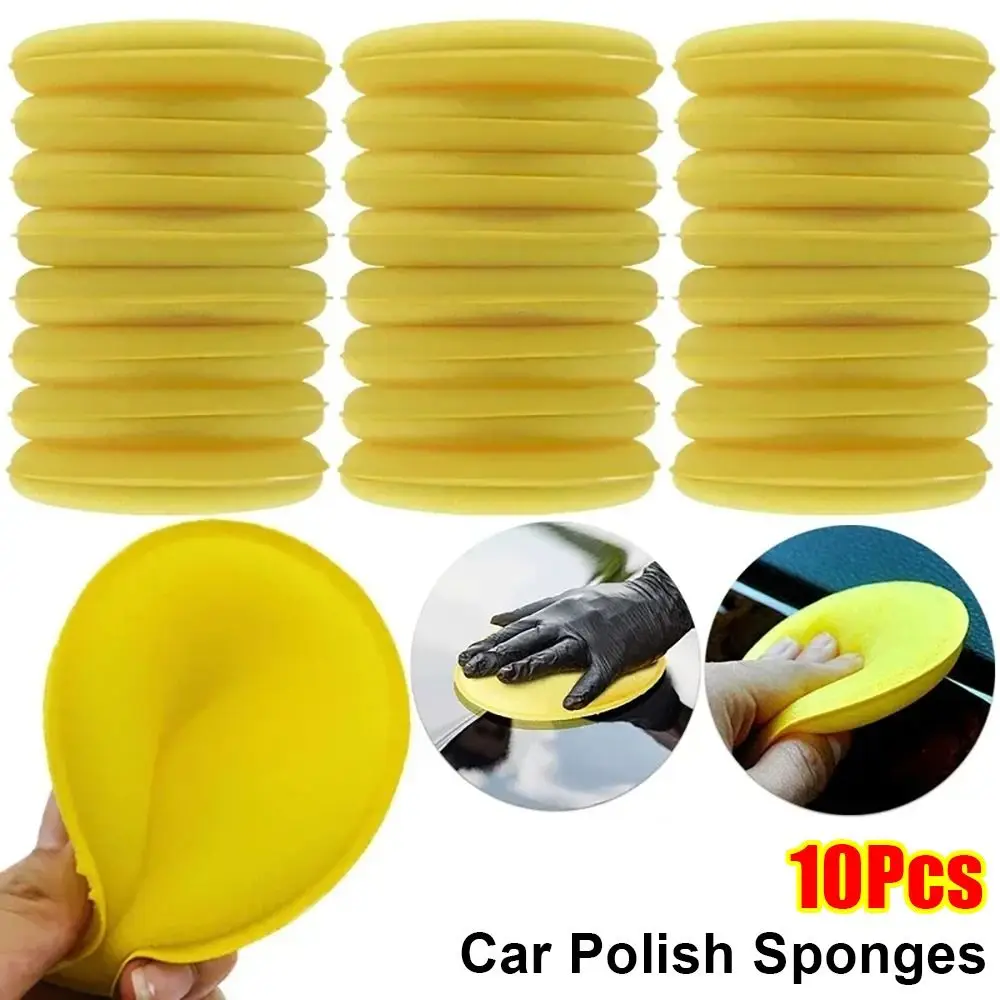 10Pcs Durable Round Polish Sponges High Density 10cm Foam Applicator Pads Auto Cleaning Accessories Clean Washer