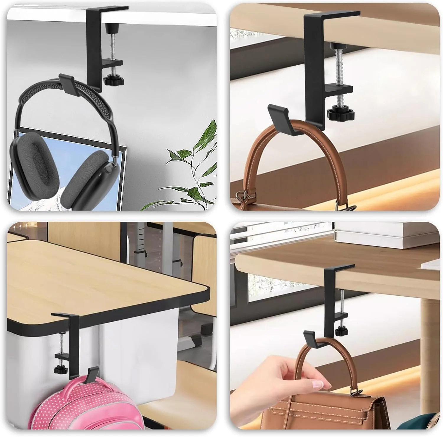 Hoofdtelefoonhaakhanger Universele aluminium gaming-hoofdtelefoonstandaard onder bureau Antislip verstelbare bureau-hoofdtelefoonhangerhaak