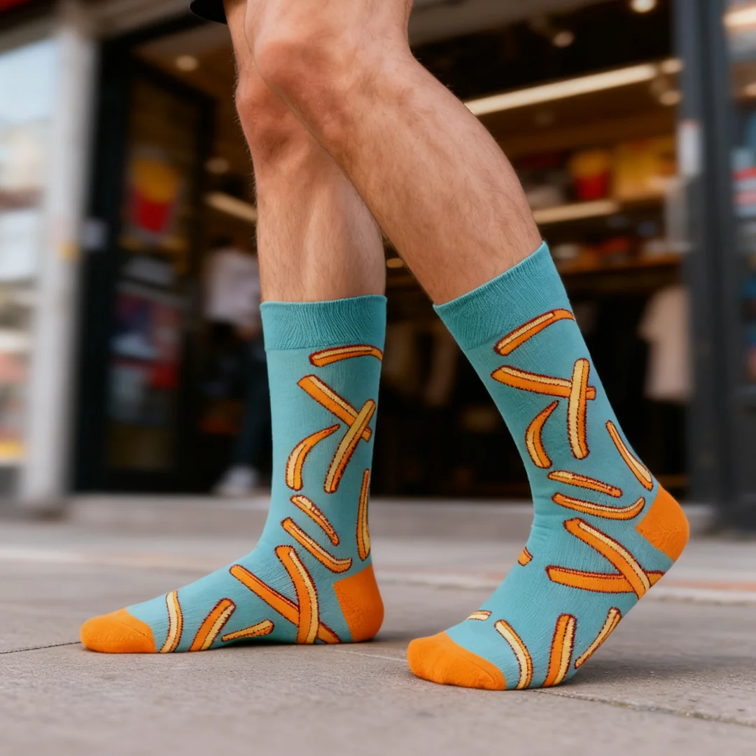 

1 пара модных носков до середины икры с узором во французском стиле, подходящих для всех сезонов.