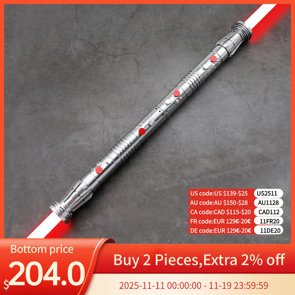 

Darth Maul SNV4 2pcs Handle+Blade JEDI 27sound Double Lightsaber Toys Metal Hilt Light Smooth Swing Sword Laser Proffie TXQSABER