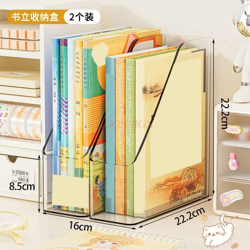 قطعتان من صندوق تخزين مكتبي بسيط وشفاف وكبير السعة، صندوق قناع الوجه، صندوق كتب عنبر الطلاب، رف الكتب، حامل الكتب