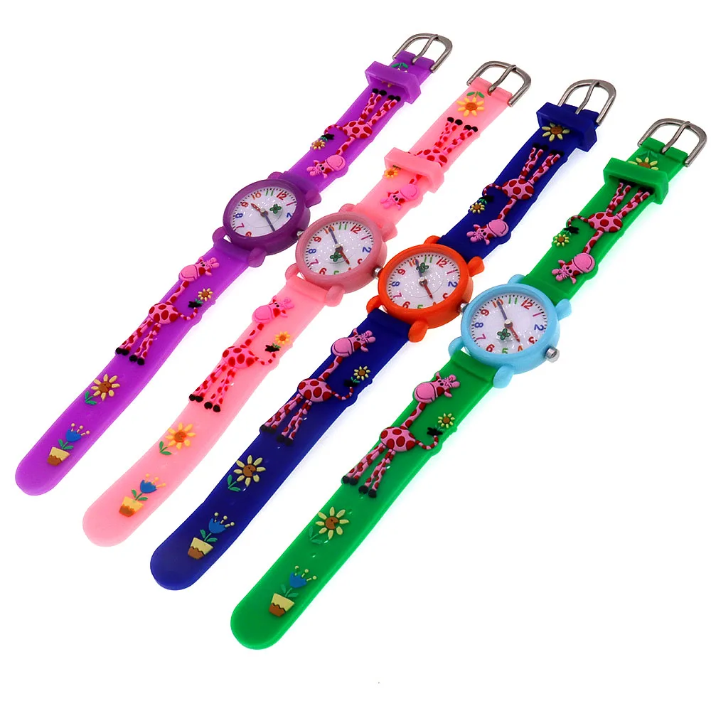 Модные силиконовые часы с жирафом для девочек и мальчиков, детские наручные часы, детские часы, подарки, пластиковый корпус, кварцевые часы, детские часы
