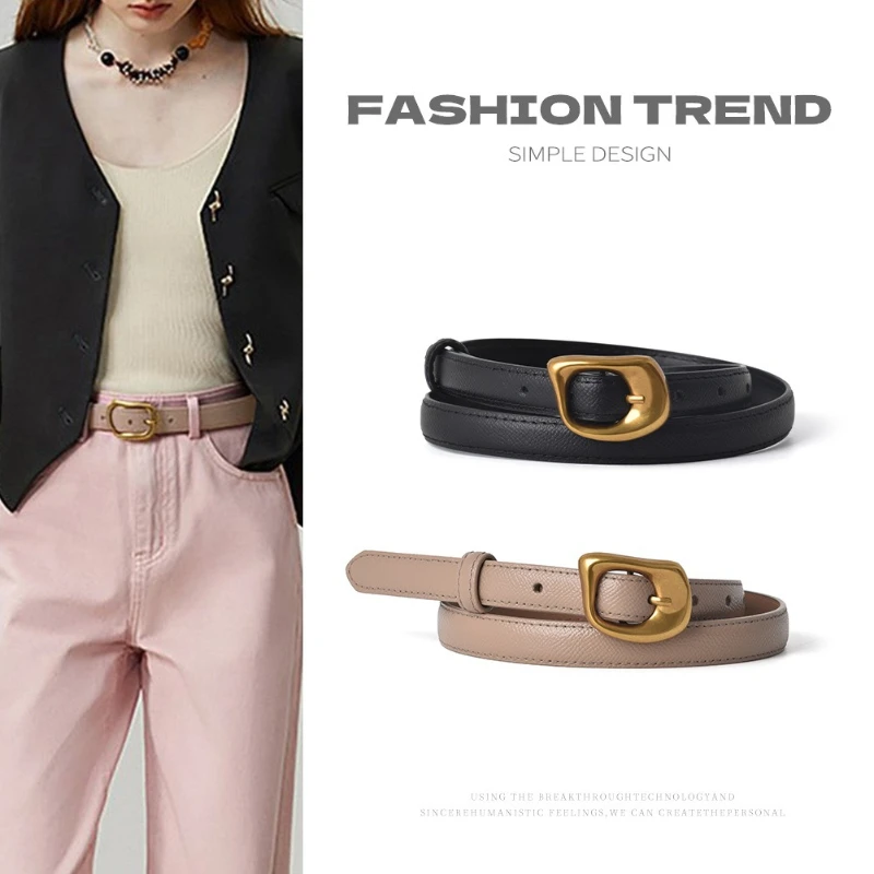 

Оптовая продажа, тонкие пояса из натуральной коровьей кожи, роскошный дизайн, золотая пряжка, Ceinture Femme Correas Para Mujer, джинсовые ремни из коровьей кожи