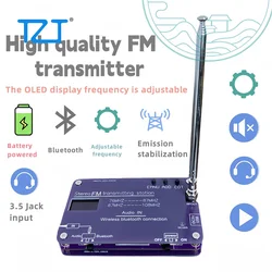 TZT HamGeek FM Transmitter 76MHz-108MHz Bluetooth FM Transmitter with Battery for 100-Meter Transmission