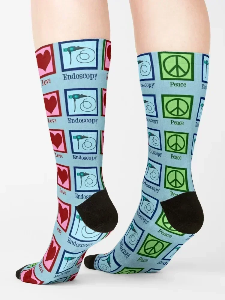 Peace Love Endoscopy Socks Thermal man winter hiking Hiking boots cartoon Socks For Women Men's