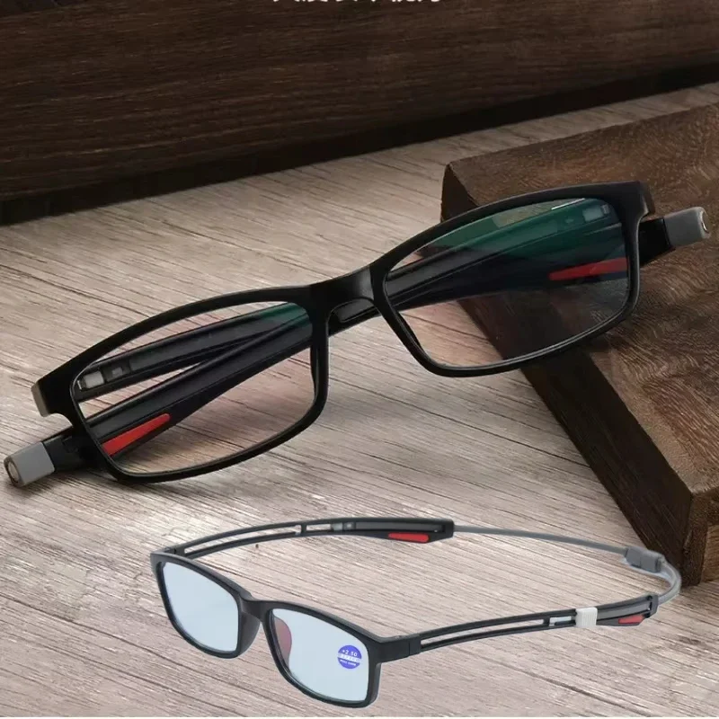 +0,75 +1,75 +2,5 Dehnbarer Rahmen, verhindert fallenden Hals, hängende Anti-Blau-Presbyopie-Brille, Herrenbrille