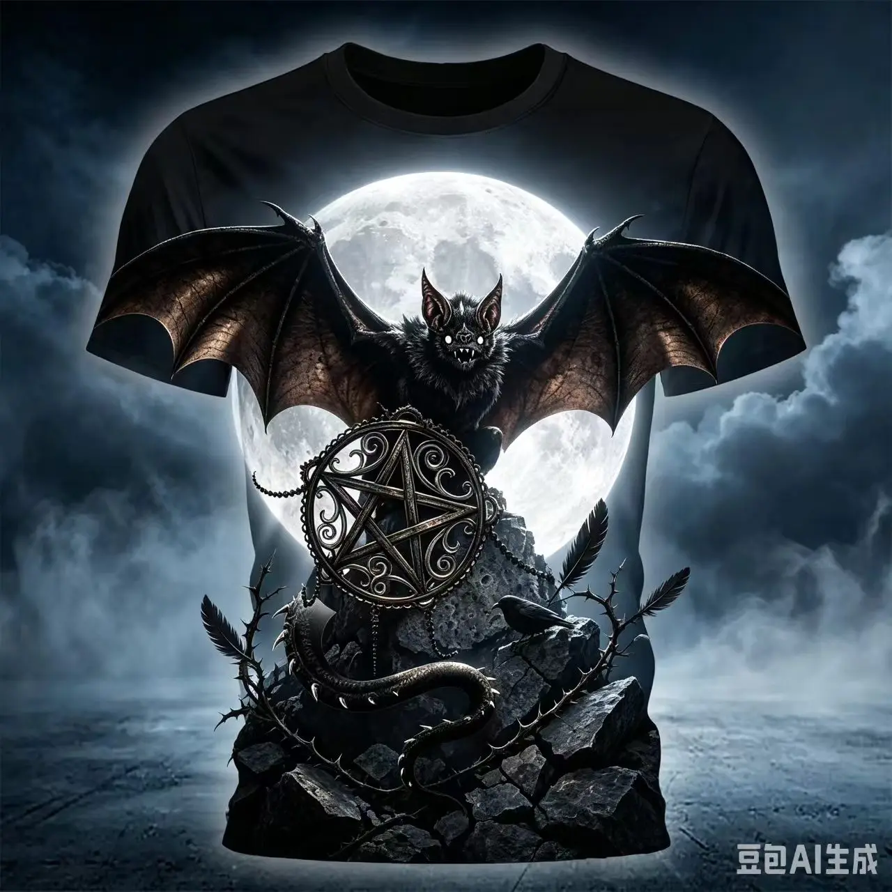 Halloween Gothic Dark Fantasy 3D Pattern Full Print Men's T-shirt, Round Neck Short Sleeve Top