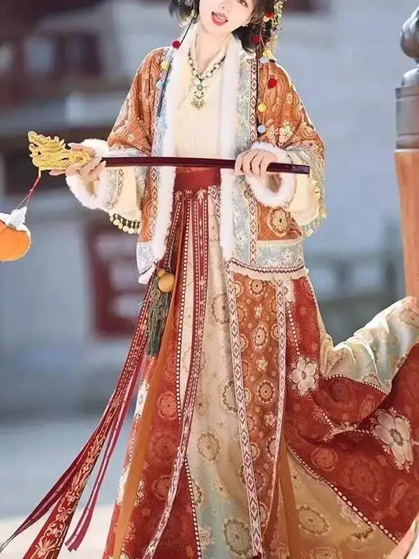 

Little Persimmon, новый комплект ханьфу в китайском стиле, повседневный двубортный комплект с элементами хань в национальном стиле, рубашка с перекрестным воротником, десяти предметов