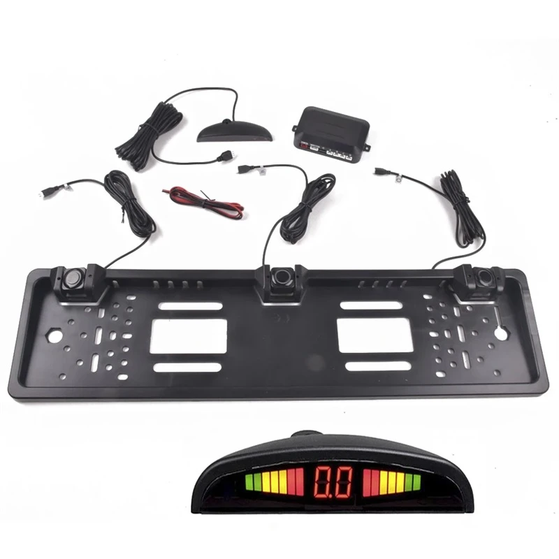 

Car Parking Sensors Parktronics European License Plate Frame Reversing Radar with 3 Sensors EU Plate Frame