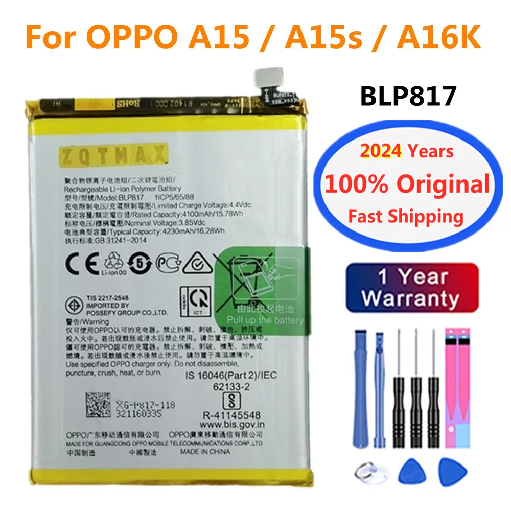 High Quality Original Battery BLP817 For OPPO A15 A15s A16K 4230mAh Smart Phone Battery Batteries + Tracking Number