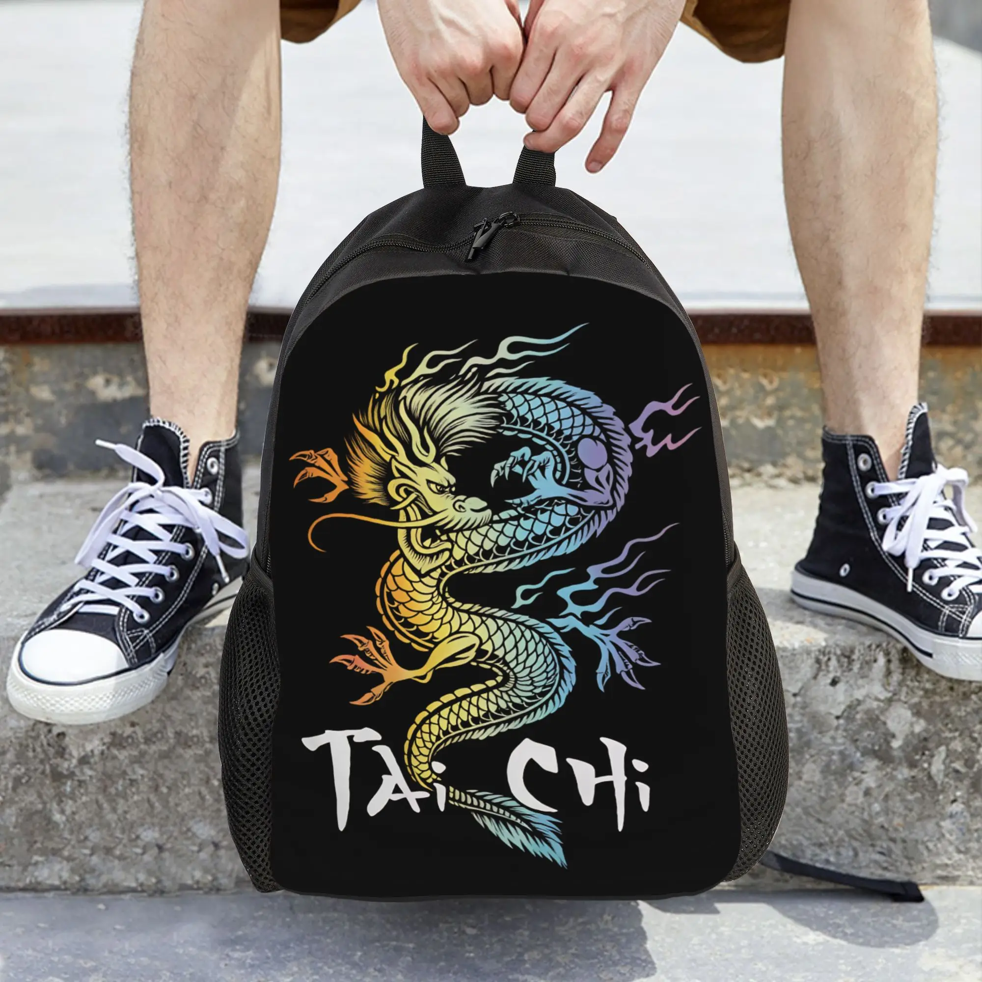

Tai Chi Spiritual Wellness Backpack Teen Lightweight Backpacks Polyester Kawaii High School Bags Workout Design Rucksack