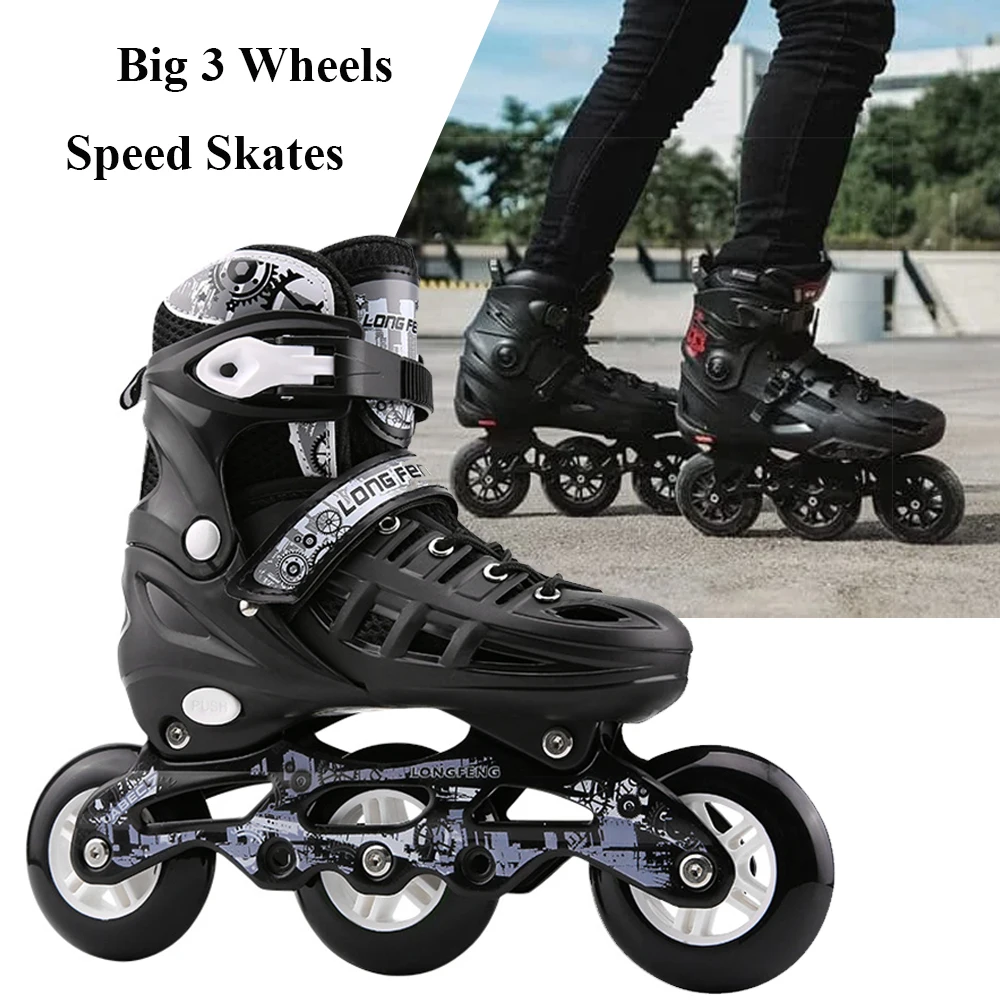 3 Wheels Inline Skates Adjustable Size  Professional Adult Roller Skate Shoes Slalom Speed Free Skating Sneakers Racing Skates