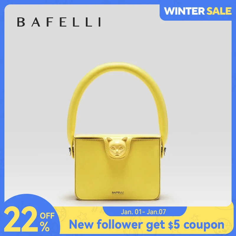 BAFELLI 2023 BAGS FOR WOMEN\'S HANDBAG FASHION TREND BOXY LUXURY DESIGNER BRAND GENUINE LEATHER ORIGINAL FLAP PURSE EVENING CAT