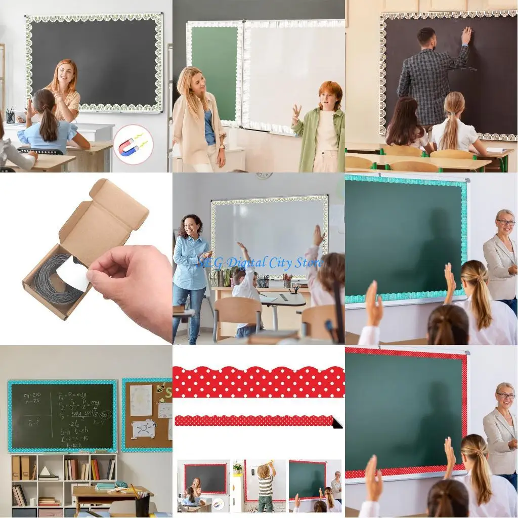 

U75B Straight Borders Trim Sticker for School Party Bulletin Chalkboard Decoration, Classroom Bulletin Board Wall Decals