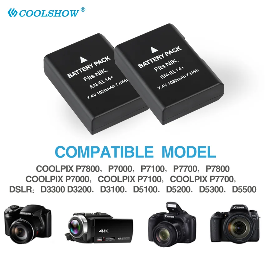 Зарядное устройство для Nikon P7200 P7700 P7100 D3100 D3200 D3300 D5100 D5200 D5500 D5600 D5300 1030 мАч